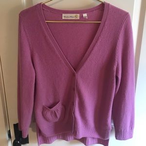 Pink v neck cardigan cashmere sweater